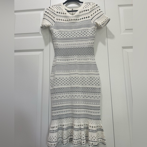 Milly Ivory and Black Body Con Midi dress - Picture 1 of 4